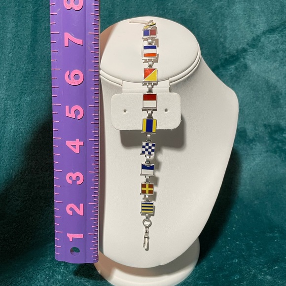 1940s Sterling Silver Enamel Mariner’s Flag Acrostic “Grand Hotel” Bracelet - Picture 5 of 5